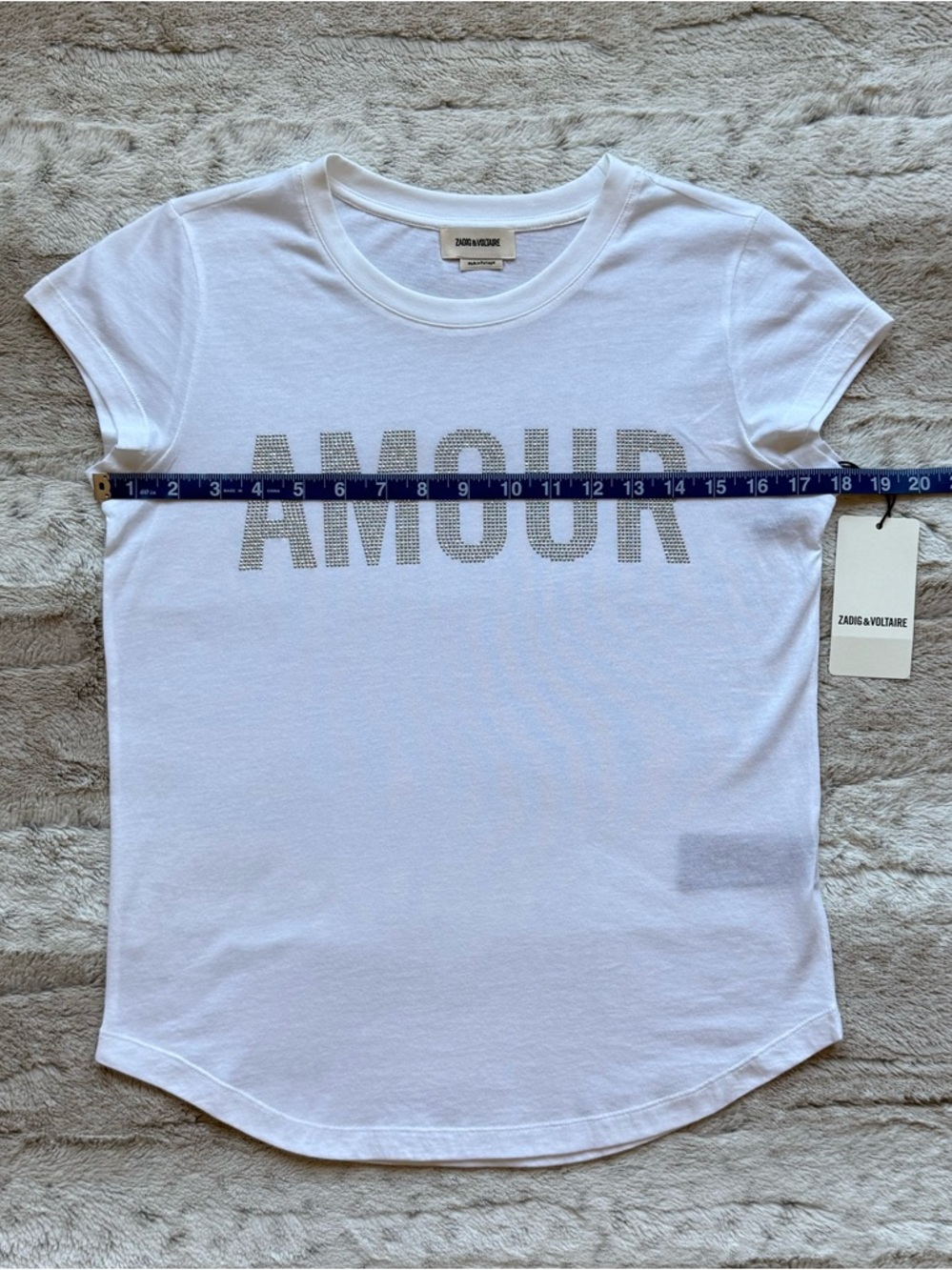 NWT💕Zadig & Voltaire Woop Amour Strass T-Shirt in BLANC Size XS - Picture 9 of 13